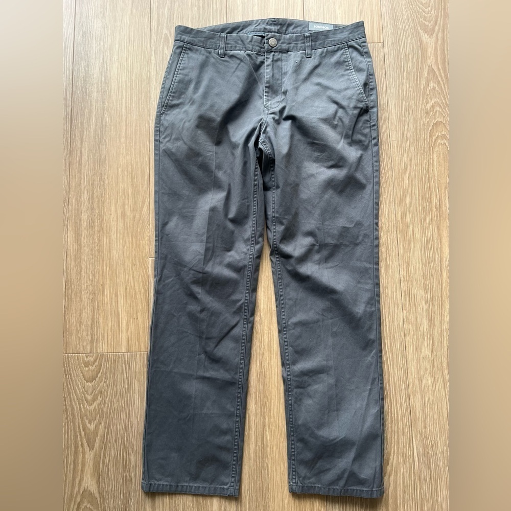 Bonobos Pants Mens 33 X 30 Gray Slim Fit Chino Flat Front Casual - Picture 1 of 6